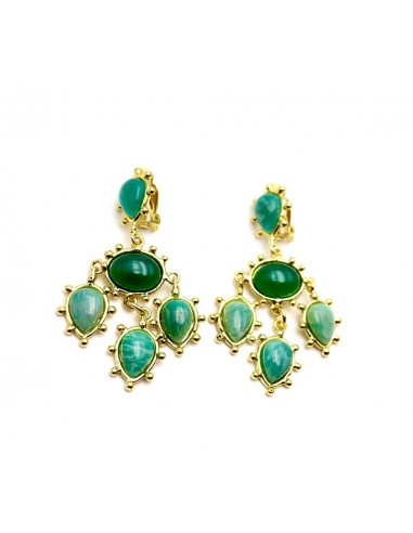 BOUCLES D'OREILLES RAVELLO ONYX VERT/ AMAZONITE JUSQU'A -70%! 