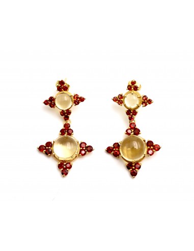 BOUCLES D'OREILLES MASSAI CITRINE GRENAT livraison gratuite