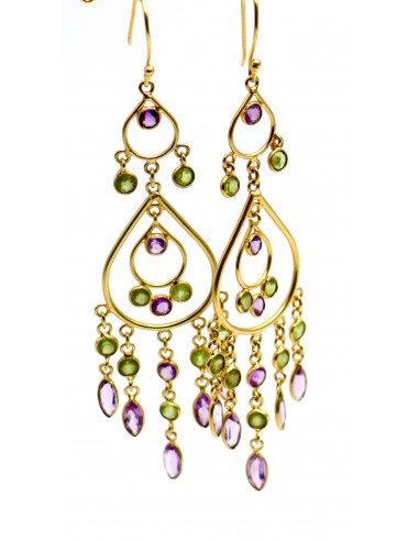 BOUCLES D'OREILLES LARA AMETHYSTE PERIDOT destockage