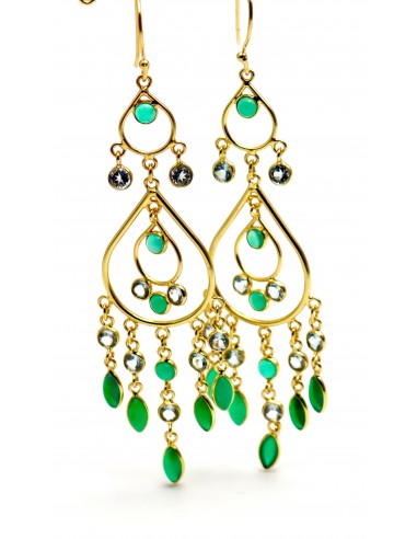 BOUCLES D'OREILLES LARA TOPAZE BLEUE & ONYX VERT Comparez et commandez 