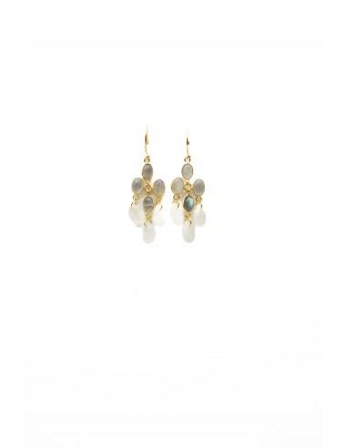 BOUCLES D'OREILLES AKARI LABRADORITE/ PIERRE DE LUNE soldes