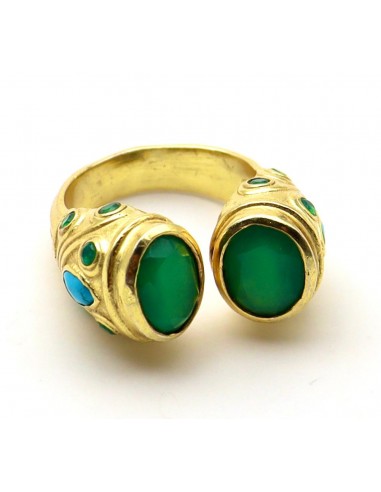 BAGUE NILAYA ONYX VERT / TURQUOISE le concept de la Pate a emporter 