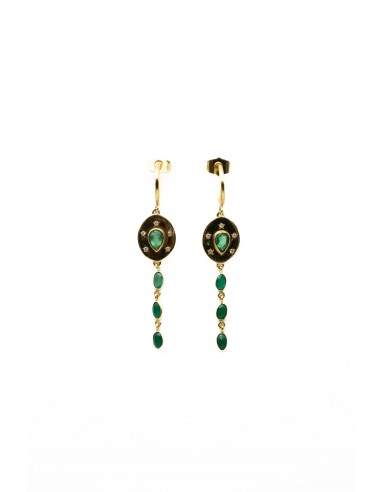 BOUCLES D'OREILLES LEILA ONYX VERT pas cher